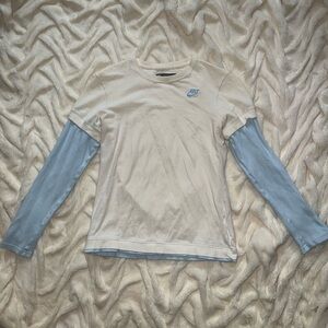 Nike Cream and Blue Long Sleeve Shirt